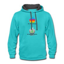 Load image into Gallery viewer, JUST WATCH WHAT YOU SAY - Contrast Hoodie - scuba blue/asphalt
