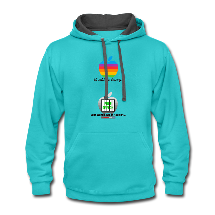 JUST WATCH WHAT YOU SAY - Contrast Hoodie - scuba blue/asphalt