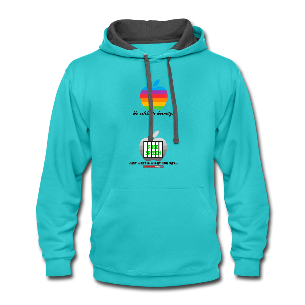 JUST WATCH WHAT YOU SAY - Contrast Hoodie - scuba blue/asphalt