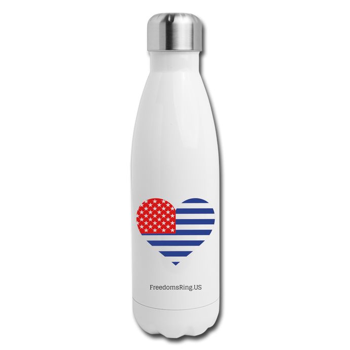 AMERICAN FLAG HEART - Insulated Stainless Steel Water Bottle - white