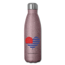 Load image into Gallery viewer, AMERICAN FLAG HEART - Insulated Stainless Steel Water Bottle - pink glitter
