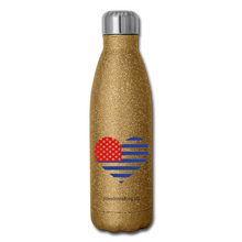 Load image into Gallery viewer, AMERICAN FLAG HEART - Insulated Stainless Steel Water Bottle - gold glitter
