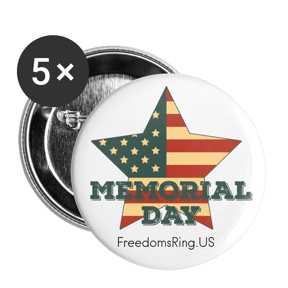 MEMORIAL DAY - Buttons large 2.2'' (5-pack) - white