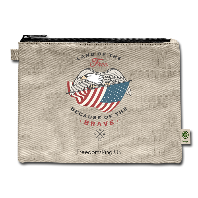 LAND OF THE FREE, BECAUSE OF THE BRAVE - Carry All Pouch - natural