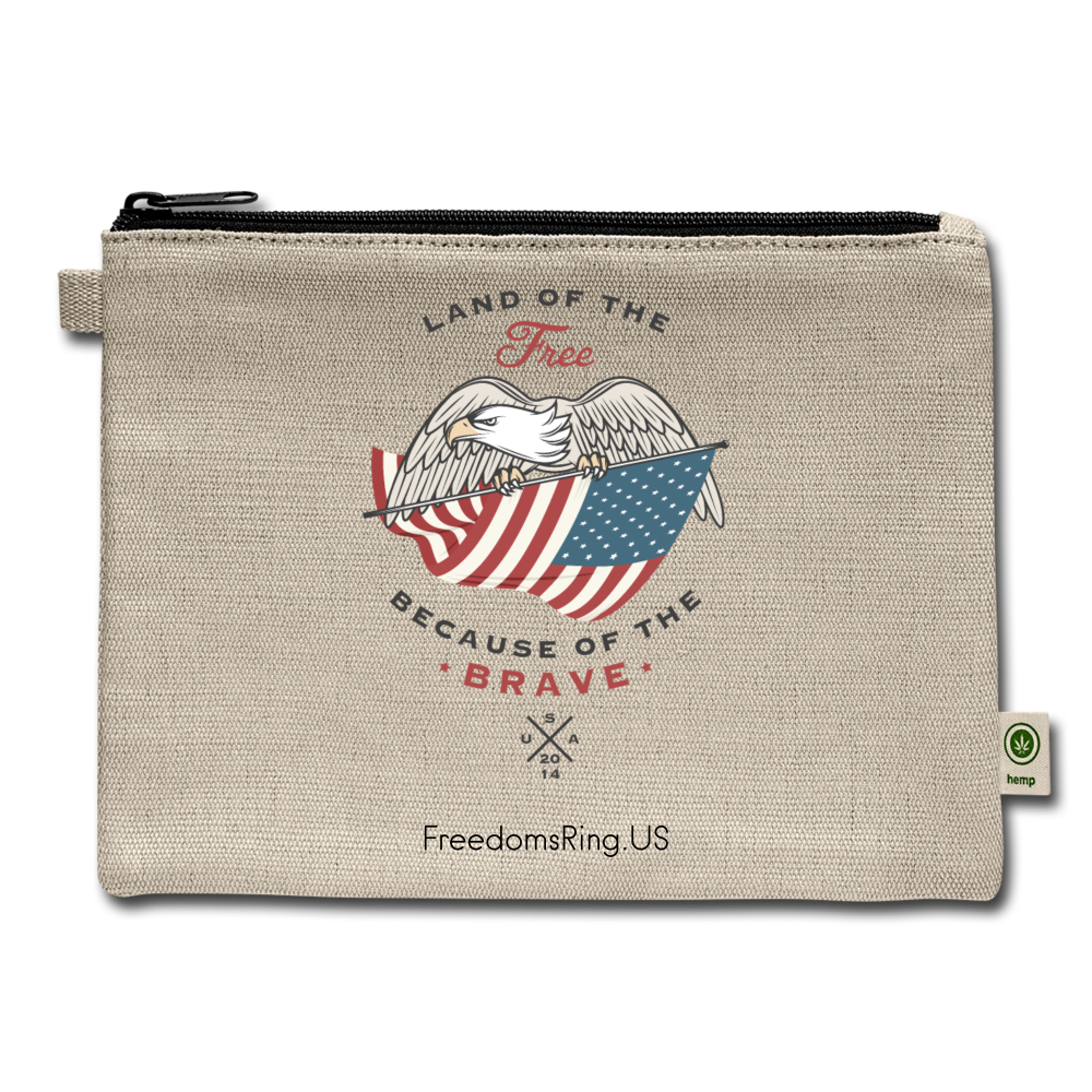 LAND OF THE FREE, BECAUSE OF THE BRAVE - Carry All Pouch - natural