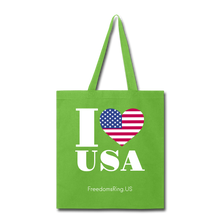 Load image into Gallery viewer, I LOVE USA - Tote Bag - lime green
