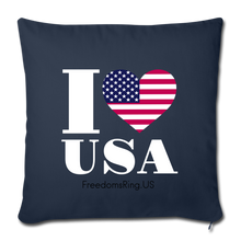 Load image into Gallery viewer, I LOVE USA - Throw Pillow Cover 18” x 18” - navy
