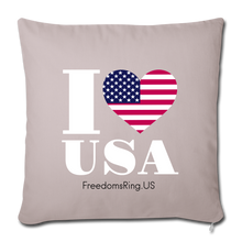 Load image into Gallery viewer, I LOVE USA - Throw Pillow Cover 18” x 18” - light taupe
