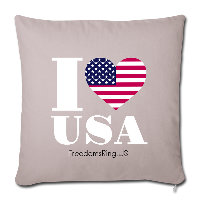 I LOVE USA - Throw Pillow Cover 18” x 18” - light taupe