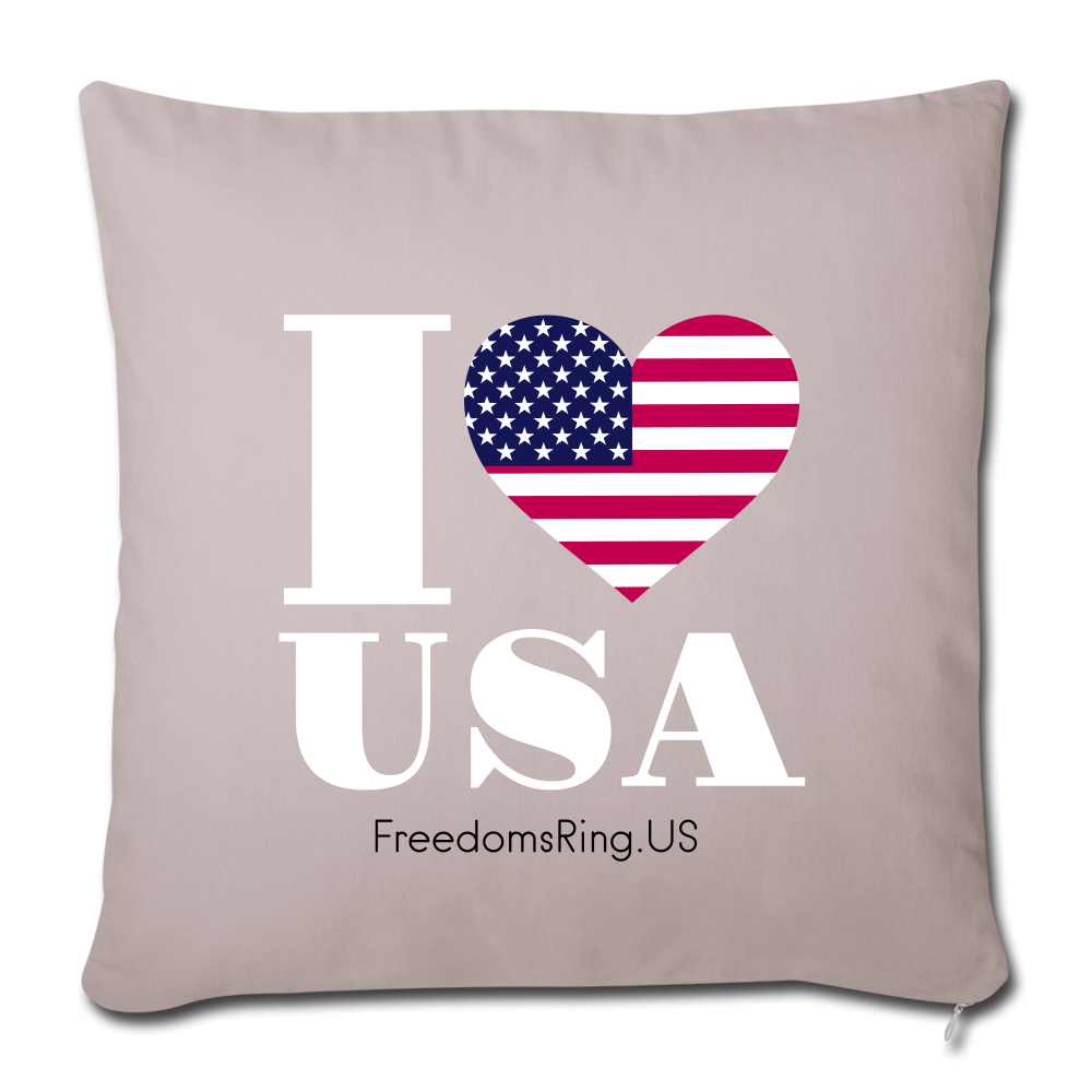 I LOVE USA - Throw Pillow Cover 18” x 18” - light taupe