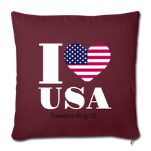 Load image into Gallery viewer, I LOVE USA - Throw Pillow Cover 18” x 18” - burgundy
