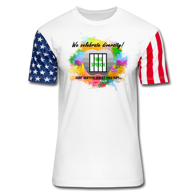 JUST WATCH WHAT YOU SAY - Stars & Stripes T-Shirt - white