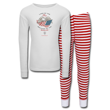 Load image into Gallery viewer, LAND OF THE FREE, BECAUSE OF THE BRAVE - Kids’ Pajama Set - white/red stripe
