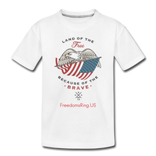 Load image into Gallery viewer, LAND OF THE FREE, BECAUSE OF THE BRAVE - Kids&#39; Premium T-Shirt - white
