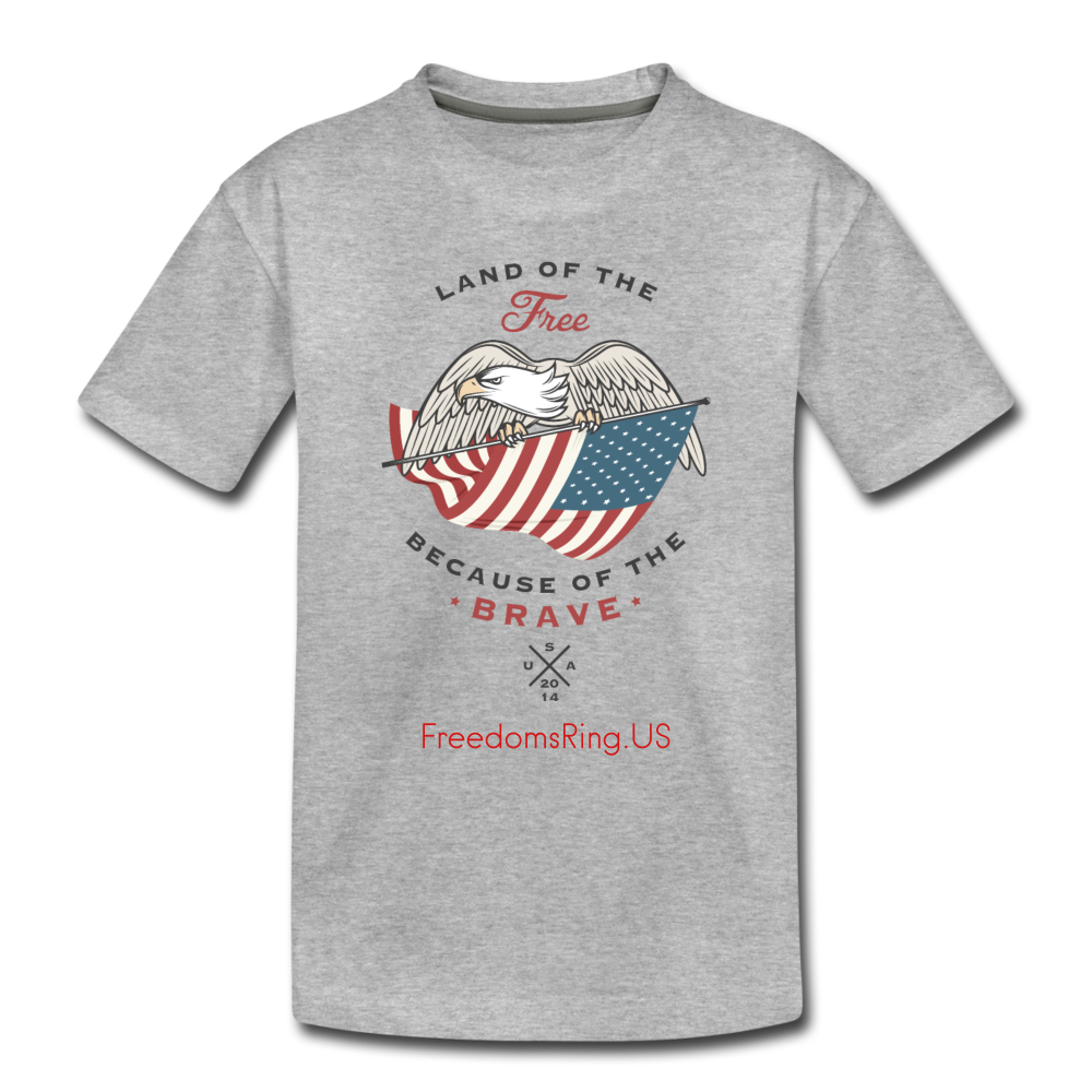 LAND OF THE FREE, BECAUSE OF THE BRAVE - Kids' Premium T-Shirt - heather gray