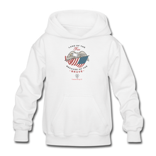 Load image into Gallery viewer, LAND OF THE FREE, BECAUSE OF THE BRAVE - Gildan Heavy Blend Youth Hoodie - white
