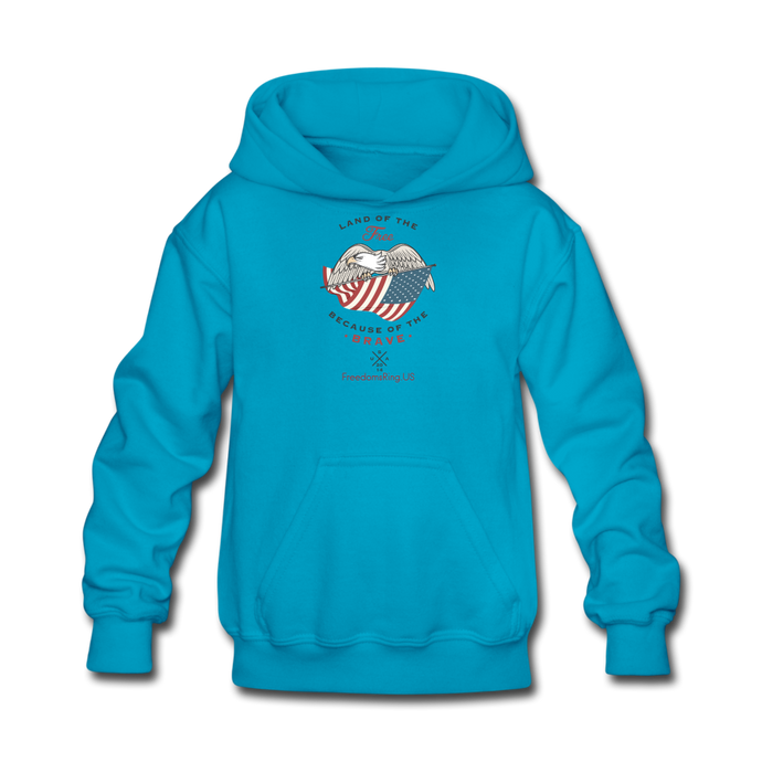 LAND OF THE FREE, BECAUSE OF THE BRAVE - Kids' Hoodie - turquoise