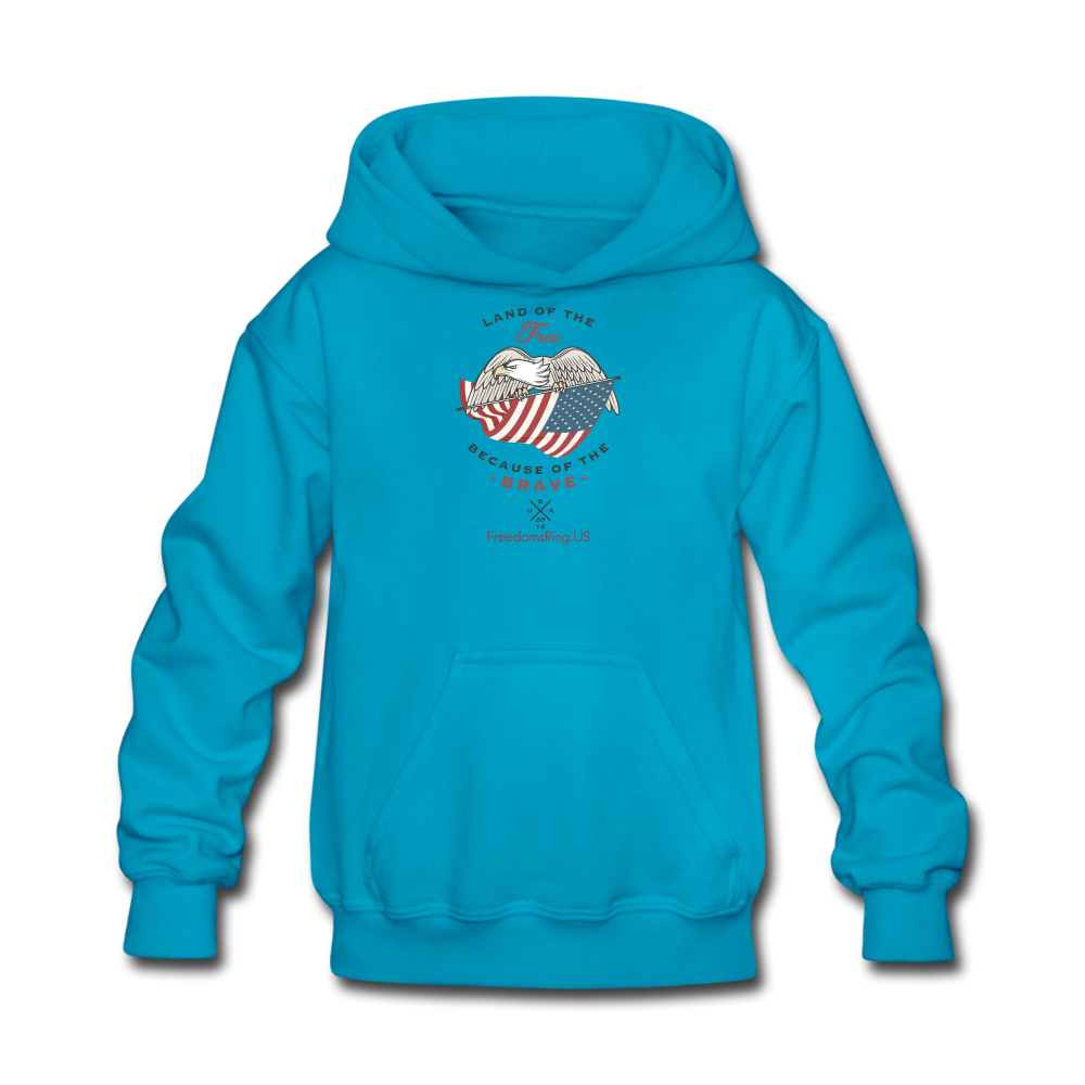 LAND OF THE FREE, BECAUSE OF THE BRAVE - Kids' Hoodie - turquoise