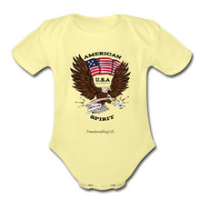 Load image into Gallery viewer, AMERICAN SPIRIT - Organic Short Sleeve Baby Bodysuit - washed yellow
