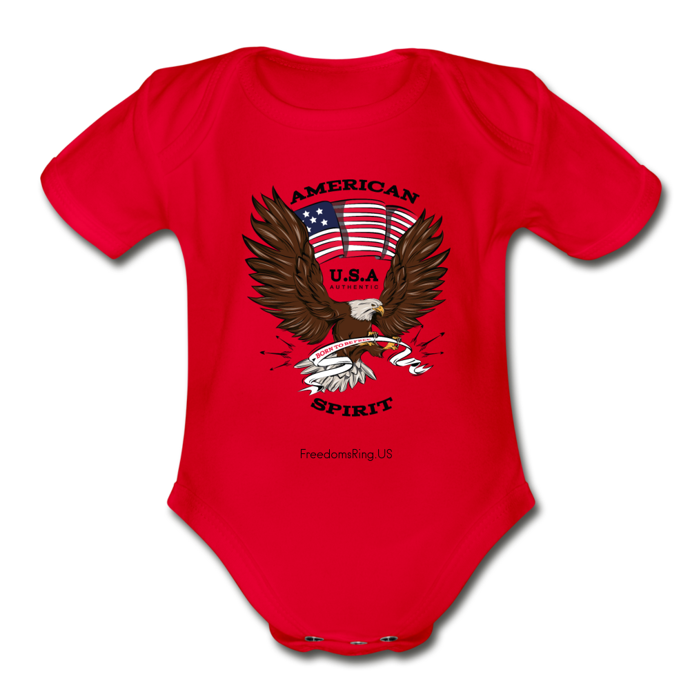 AMERICAN SPIRIT - Organic Short Sleeve Baby Bodysuit - red