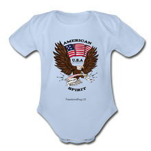 Load image into Gallery viewer, AMERICAN SPIRIT - Organic Short Sleeve Baby Bodysuit - sky
