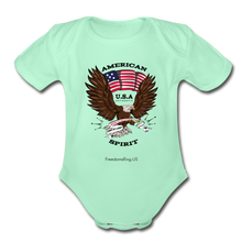 Load image into Gallery viewer, AMERICAN SPIRIT - Organic Short Sleeve Baby Bodysuit - light mint
