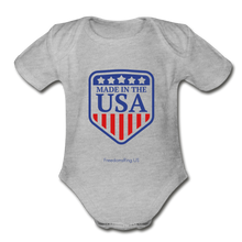 Load image into Gallery viewer, MADE IN THE USA - Organic Short Sleeve Baby Bodysuit - heather gray
