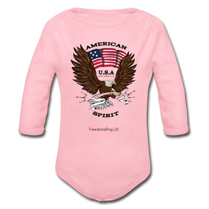 AMERICAN SPIRIT - Organic Long Sleeve Baby Bodysuit - light pink