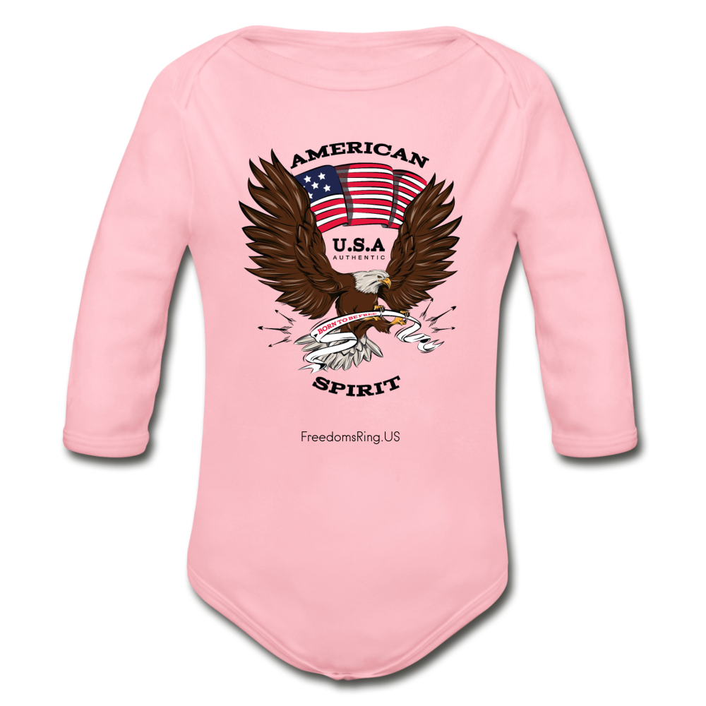 AMERICAN SPIRIT - Organic Long Sleeve Baby Bodysuit - light pink