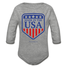 Load image into Gallery viewer, MADE IN THE USA - Organic Long Sleeve Baby Bodysuit - heather gray
