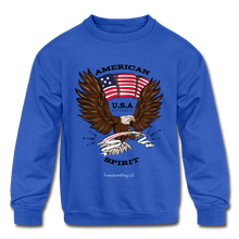 Load image into Gallery viewer, AMERICAN SPIRIT - Kids&#39; Crewneck Sweatshirt - royal blue
