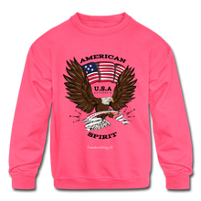 Load image into Gallery viewer, AMERICAN SPIRIT - Kids&#39; Crewneck Sweatshirt - neon pink
