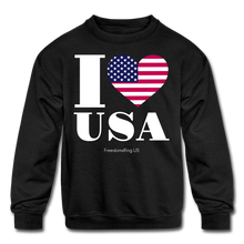 Load image into Gallery viewer, I LOVE USA - Kids&#39; Crewneck Sweatshirt - black
