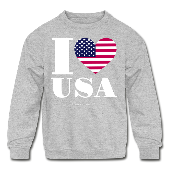 I LOVE USA - Kids' Crewneck Sweatshirt - heather gray