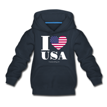 Load image into Gallery viewer, I LOVE USA - Kids‘ Premium Hoodie - navy
