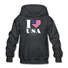 Load image into Gallery viewer, I LOVE USA - Gildan Heavy Blend Youth Hoodie - deep heather
