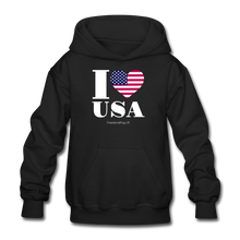 Load image into Gallery viewer, I LOVE USA - Gildan Heavy Blend Youth Hoodie - black
