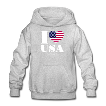 Load image into Gallery viewer, I LOVE USA - Gildan Heavy Blend Youth Hoodie - heather gray
