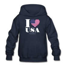 Load image into Gallery viewer, I LOVE USA - Gildan Heavy Blend Youth Hoodie - navy
