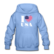 Load image into Gallery viewer, I LOVE USA - Gildan Heavy Blend Youth Hoodie - carolina blue
