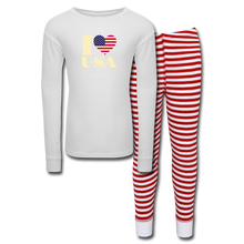 Load image into Gallery viewer, I LOVE USA - Kids’ Pajama Set - white/red stripe
