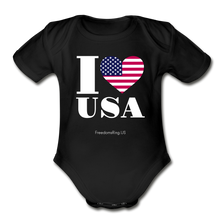 Load image into Gallery viewer, I LOVE USA - Organic Short Sleeve Baby Bodysuit - black
