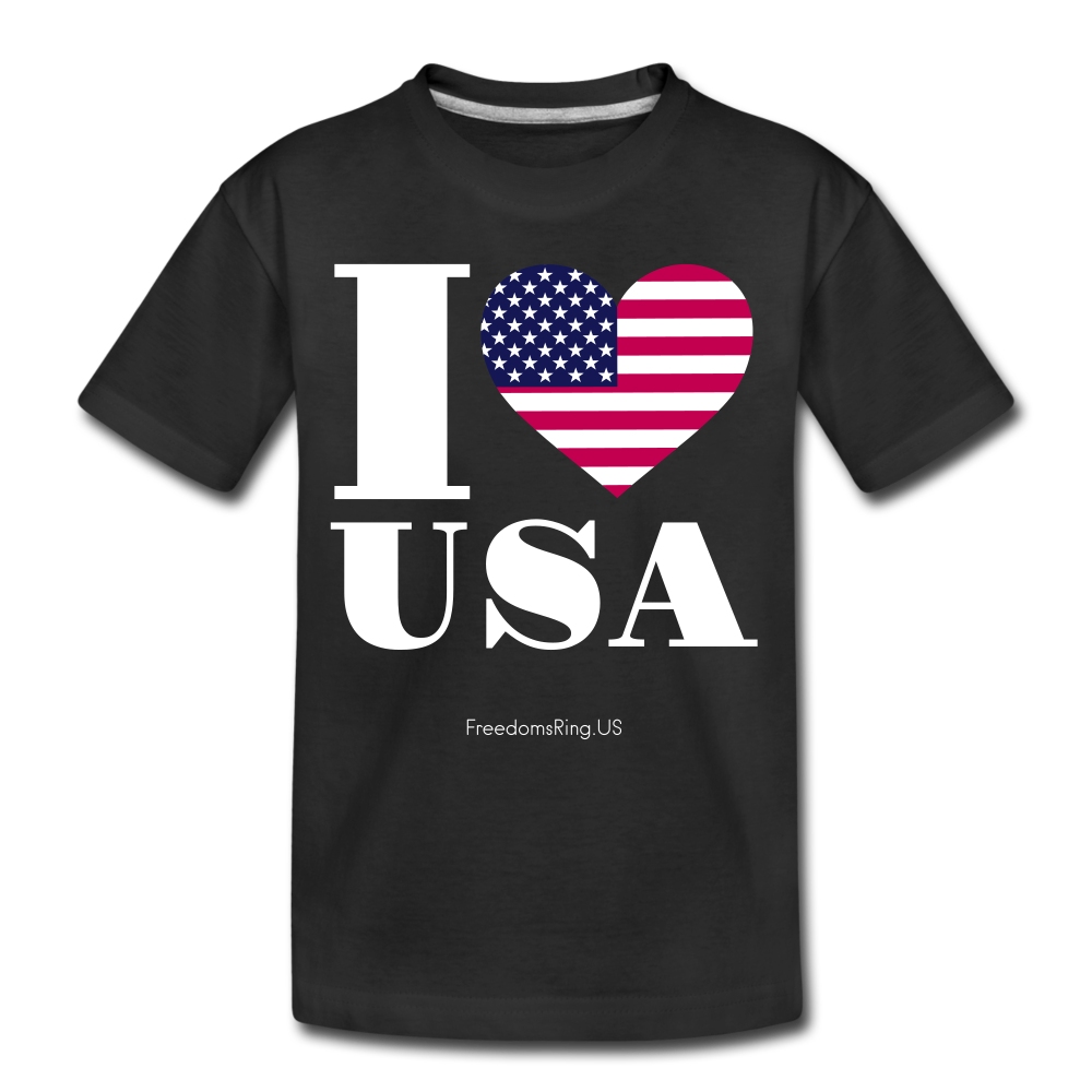 I LOVE USA - Kid’s Premium Organic T-Shirt - black