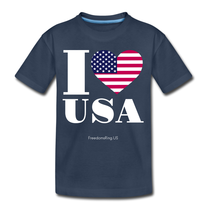 I LOVE USA - Kid’s Premium Organic T-Shirt - navy