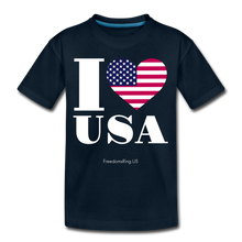 Load image into Gallery viewer, I LOVE USA - Kid’s Premium Organic T-Shirt - deep navy
