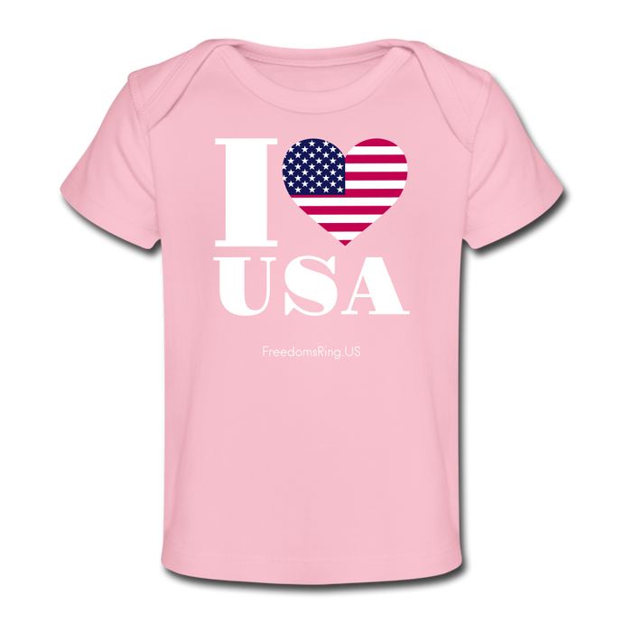 I LOVE USA - Organic Baby T-Shirt - light pink