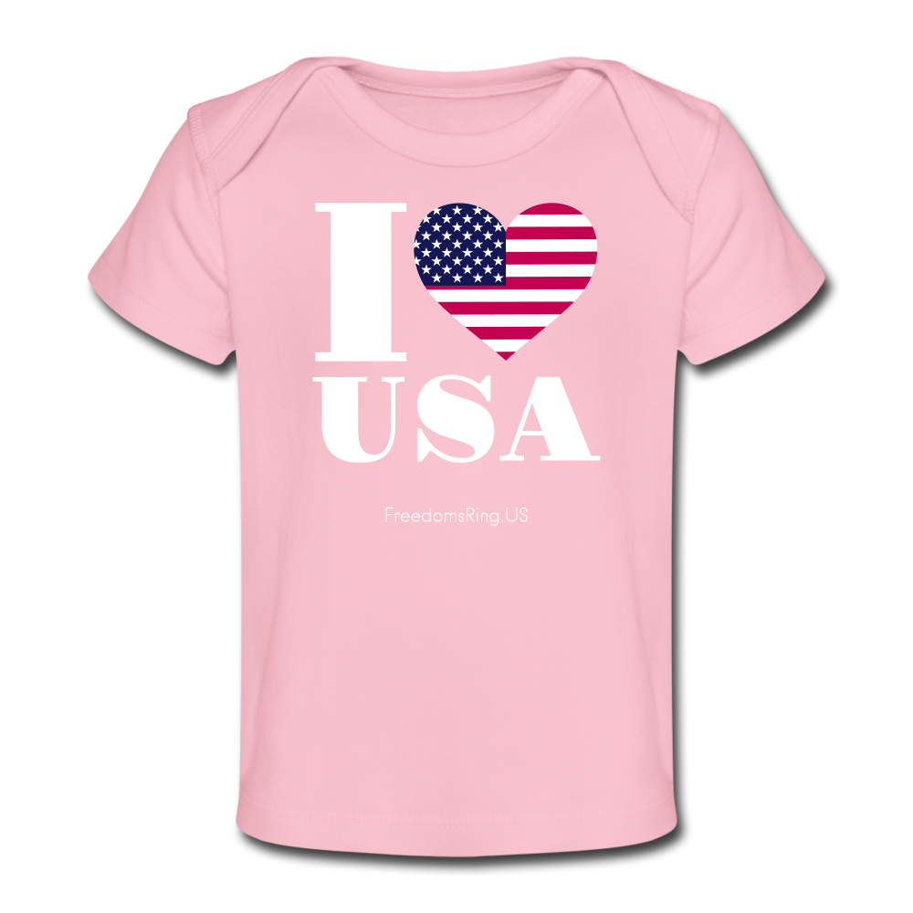 I LOVE USA - Organic Baby T-Shirt - light pink