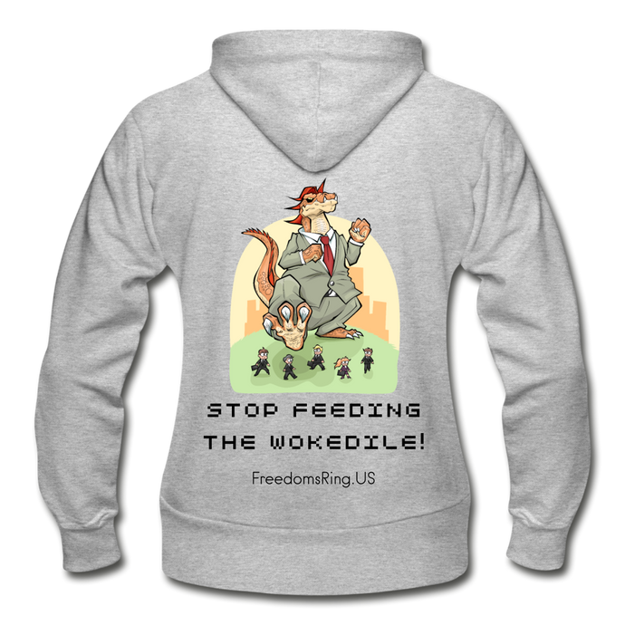 STOP FEEDING  THE WOKEDILE! - Gildan Heavy Blend Women's Zip Hoodie - heather gray