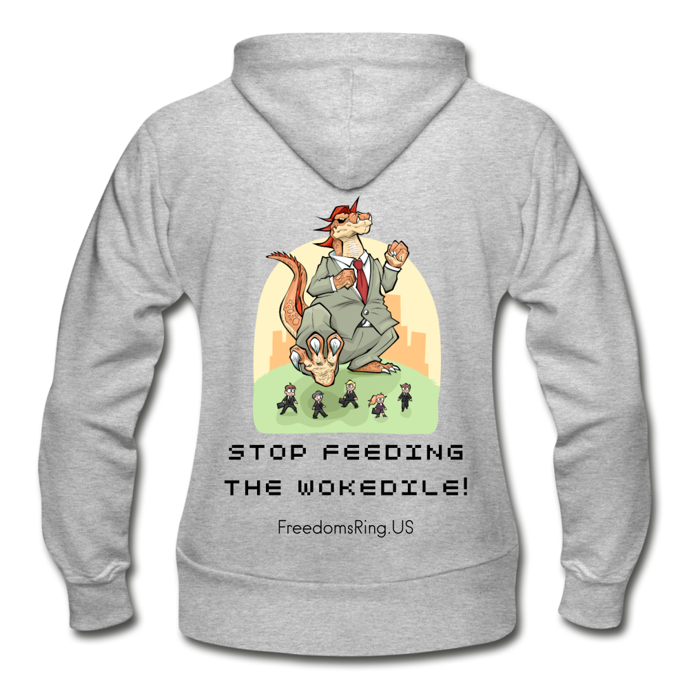 STOP FEEDING  THE WOKEDILE! - Gildan Heavy Blend Women's Zip Hoodie - heather gray