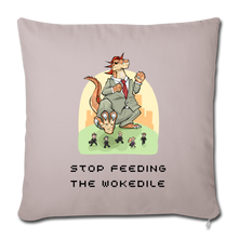 Load image into Gallery viewer, STOP FEEDING THE WOKEDILE - Double-Sided Printing on Throw Pillow Cover 18” x 18” - light taupe
